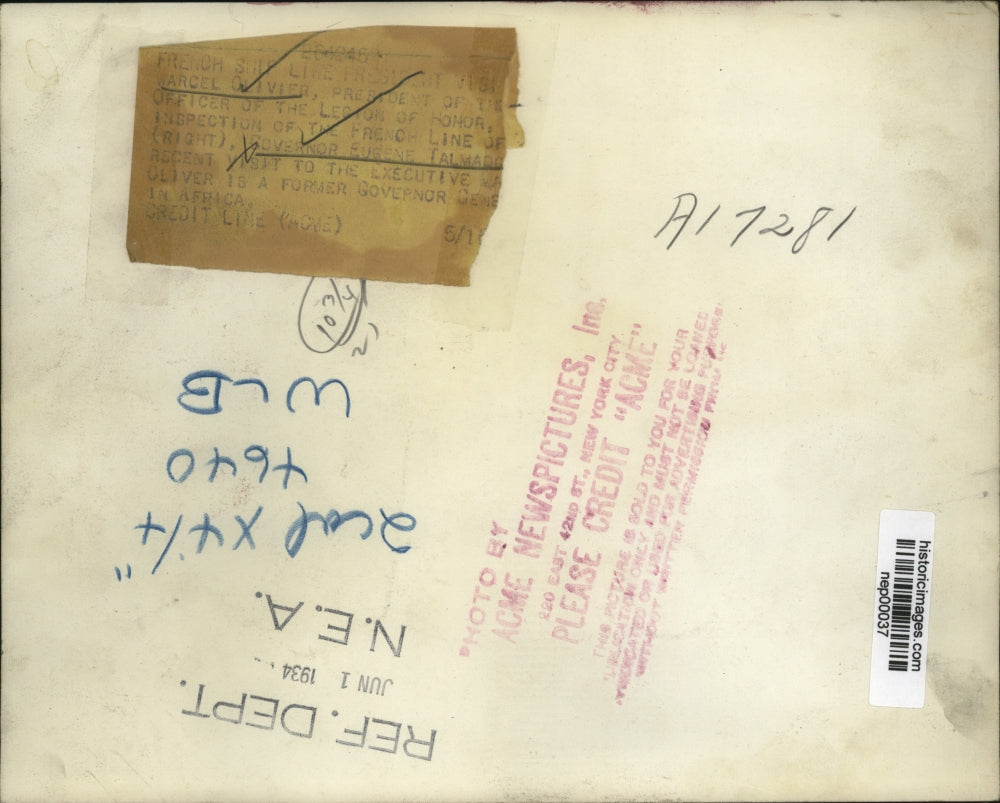 1934 Press Photo France's Marcel Olivier & Governor Eugene Talmadge - nep00037