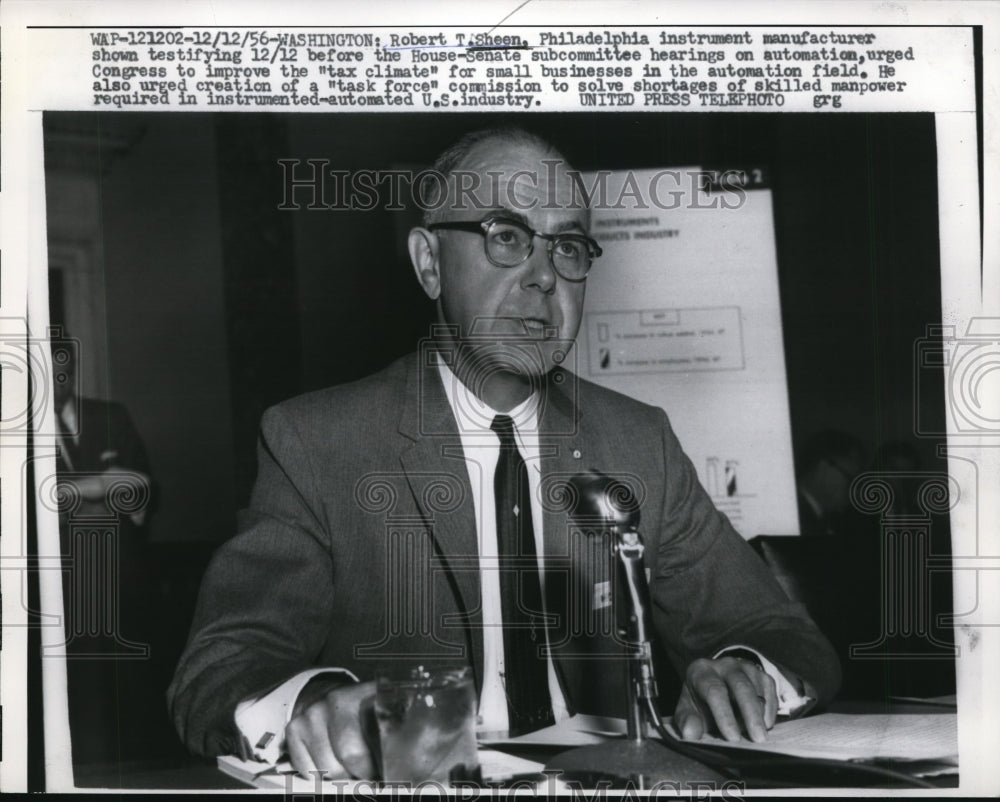 1959 Press Photo Robert T Sheen Philadelphia mfg at House Senate hearing
