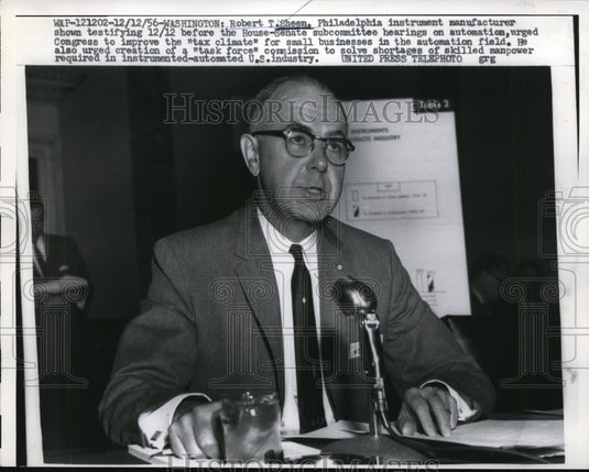1959 Press Photo Robert T Sheen Philadelphia mfg at House Senate hearing