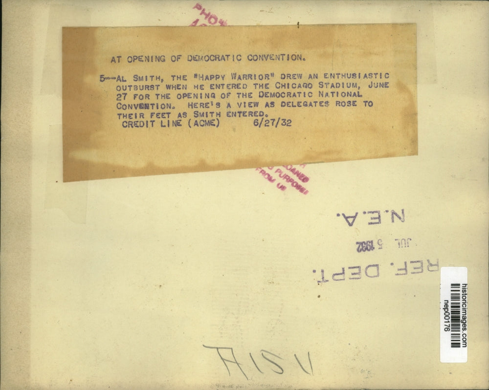 1932 Press Photo Al Smith at Chicago Democratic National Convention - nep00176