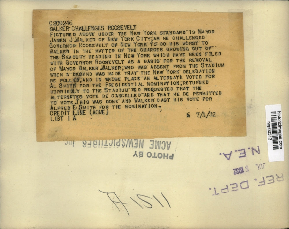 1932 Press Photo Democratic National Convention, NY Mayor James Walker