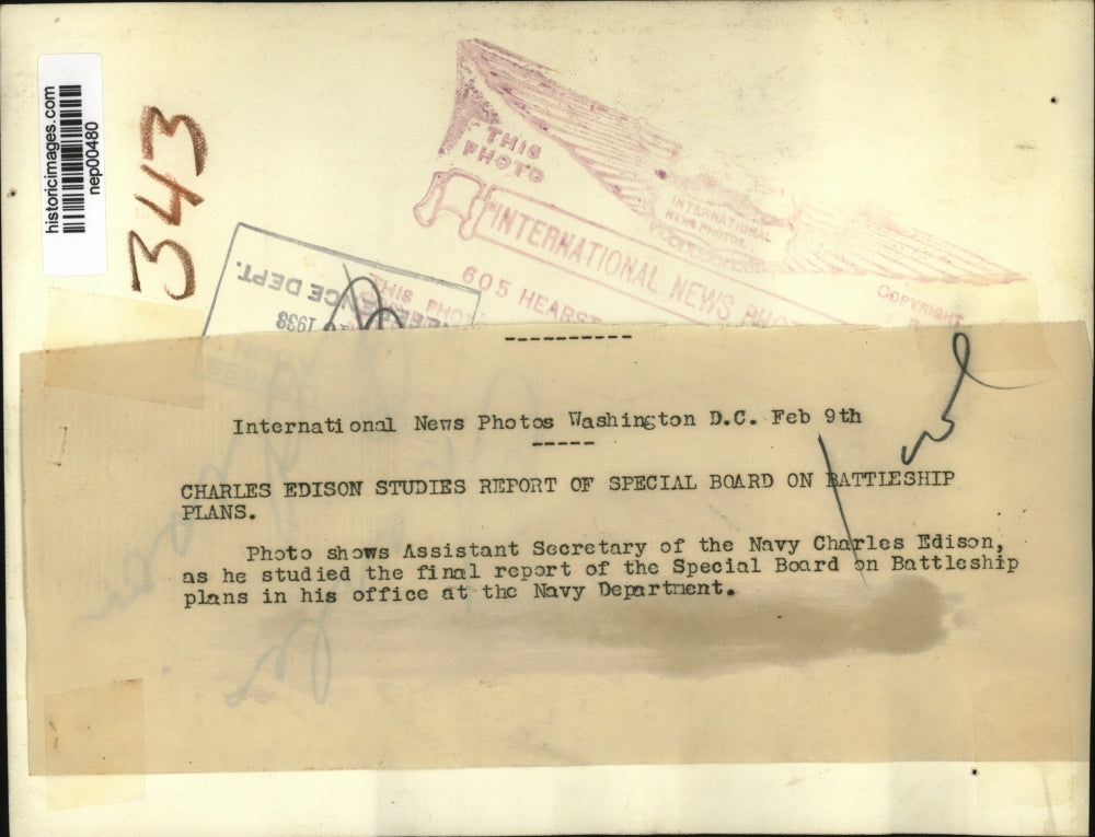 1933 Press Photo Assistant Navy Secretary Charles Edison at his DC office