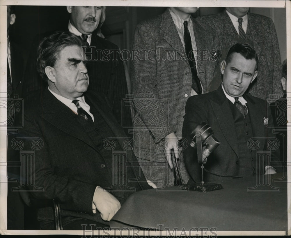 1939 Press Photo UMW president John L Lewis, Dr John Steelman at NYC meet