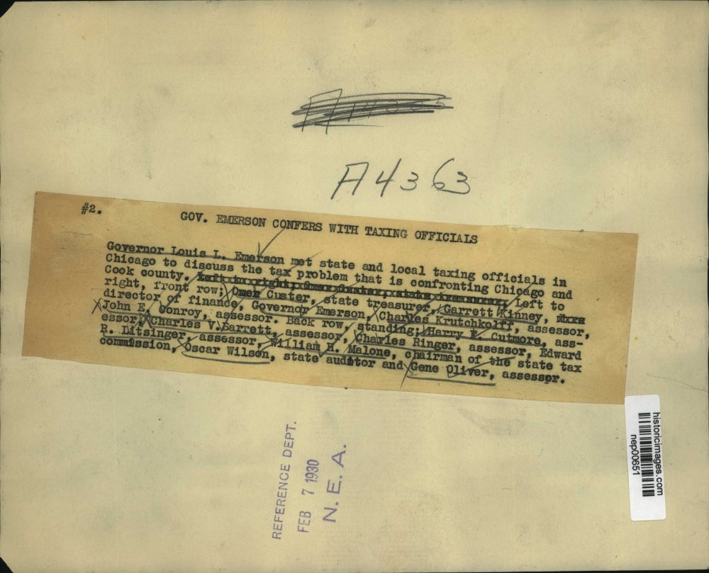 1930 Press Photo Ill Governor Louis Emerson, Omer Custer, Garrett Kinney