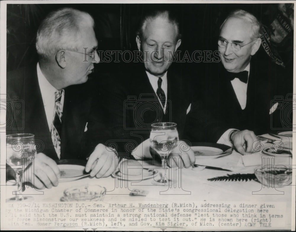 1947 Press Photo Michigan Senator sArthur Vandenberg,Homer Ferguson - nep00731