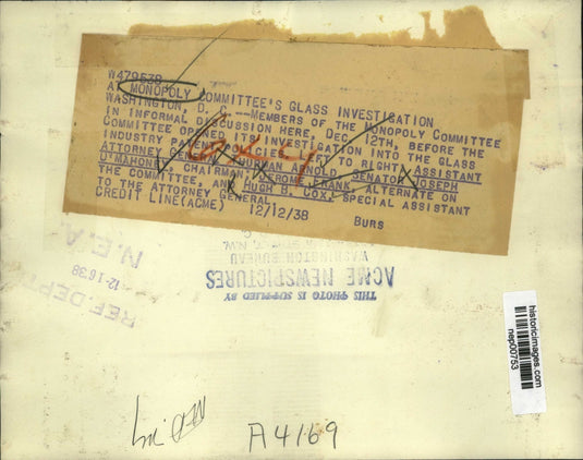 1938 Press Photo Senator Joseph D'Mahoney, Jerome Frank. Hugh B Cox - nep00753