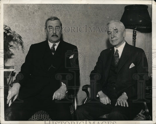 1933 Press Photo New Jersey Governor Harold Hoffman, UK Ambassador R Lindsay