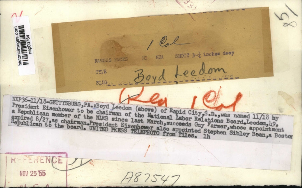 1955 Press Photo Boyd Leedon new National Labor Relations Board chair