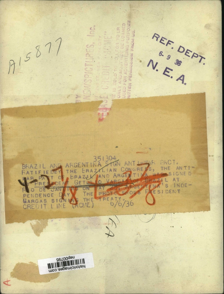 1936 Press Photo Brazilian President Gethulio Vargas & his Congress - nep00795