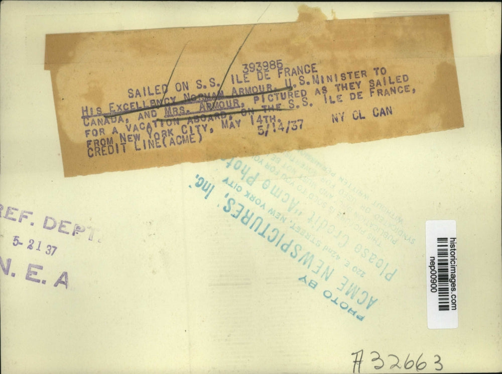 1947 Press Photo US Minister to Canada Norman Armour & wife in NYC - nep00900