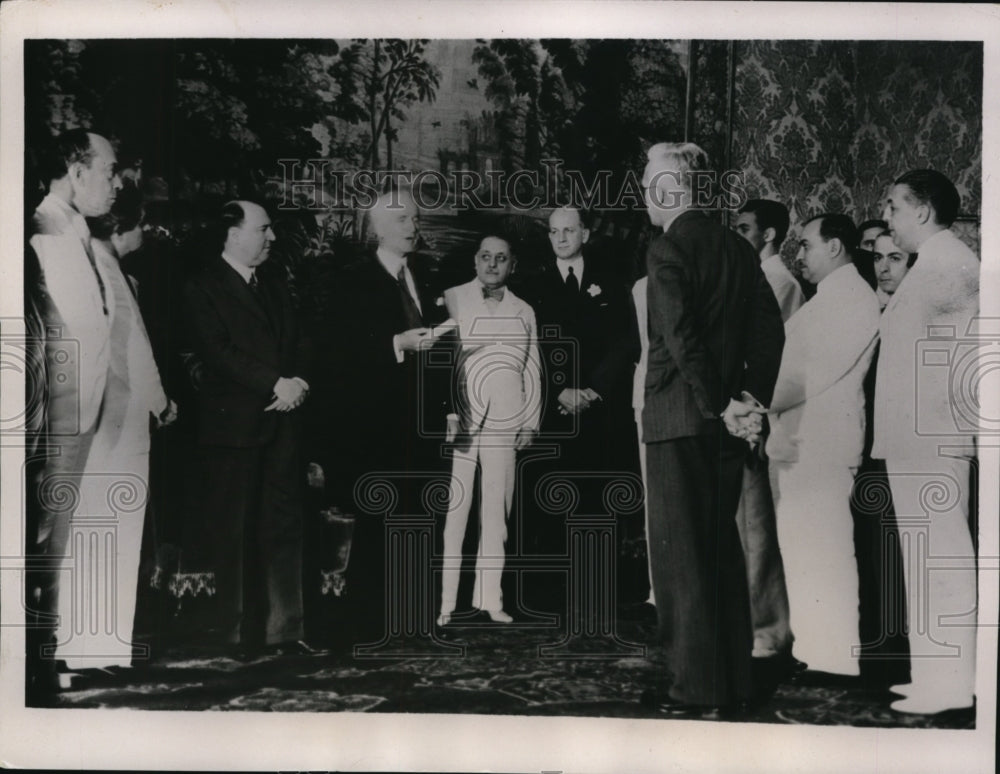 1936 Press Photo Secretary of State Cordell Hull, Brazil's Macedo Scares