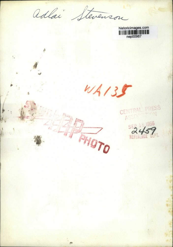 1956 Press Photo Adlai Stevenson Illinois Senator - nep00987