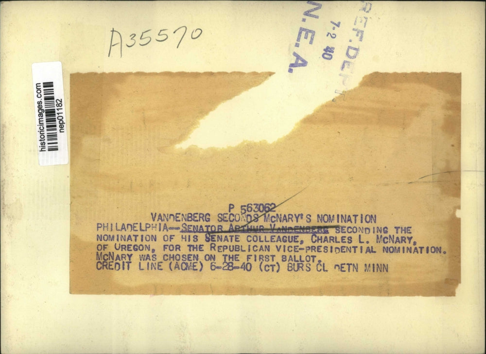 1940 Press Photo Michigan Senator Arthur Vandenburg at GOP Convention