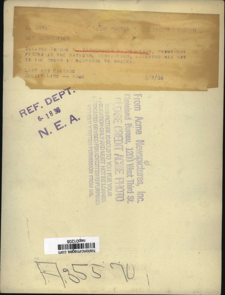 1936 Press Photo Michigan Senator Arthur Vandenburg at GOP Convention