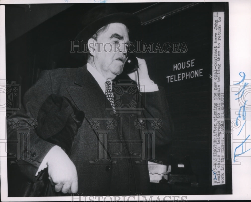1950 Press Photo John L Lewis president of United Mine Workers - nep01291