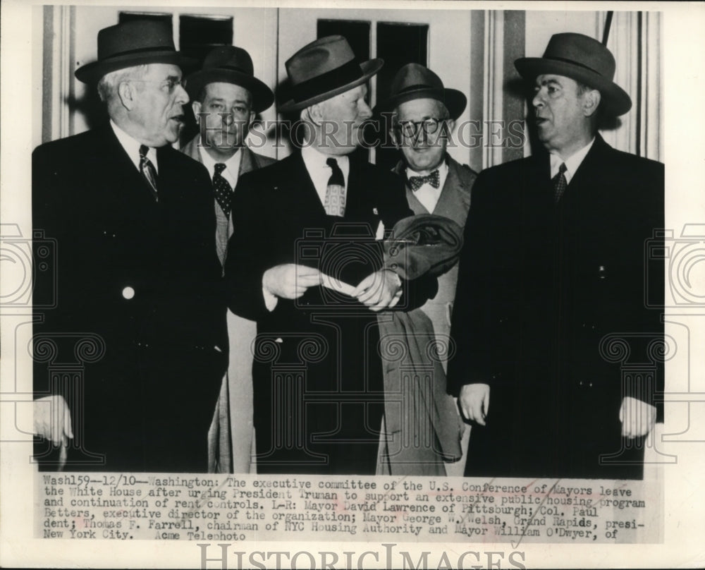 1949 Press Photo Mayors at White House visit David Lawrence of Pittsburgh