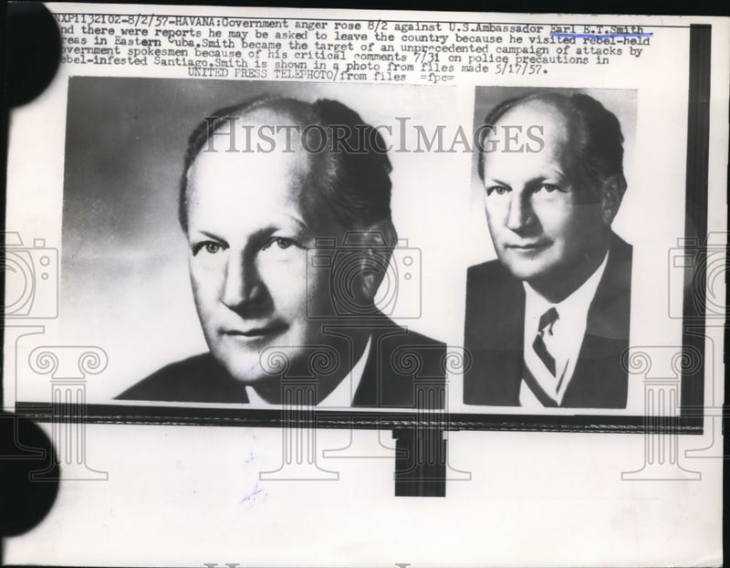 Load image into Gallery viewer, 1957 Press Photo US Ambassador Earl ET Smith in Havana Cuba - nep01372
