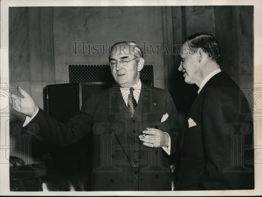 1939 Press Photo Harry L Hipkins, Senator Arthur Vandenburg of Michigan