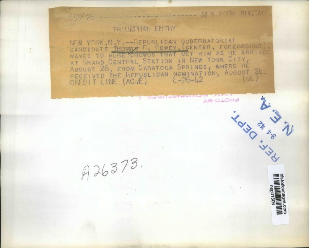 1942 Press Photo Thomas Dewey GOP Presidential candidate in NY - nep01506