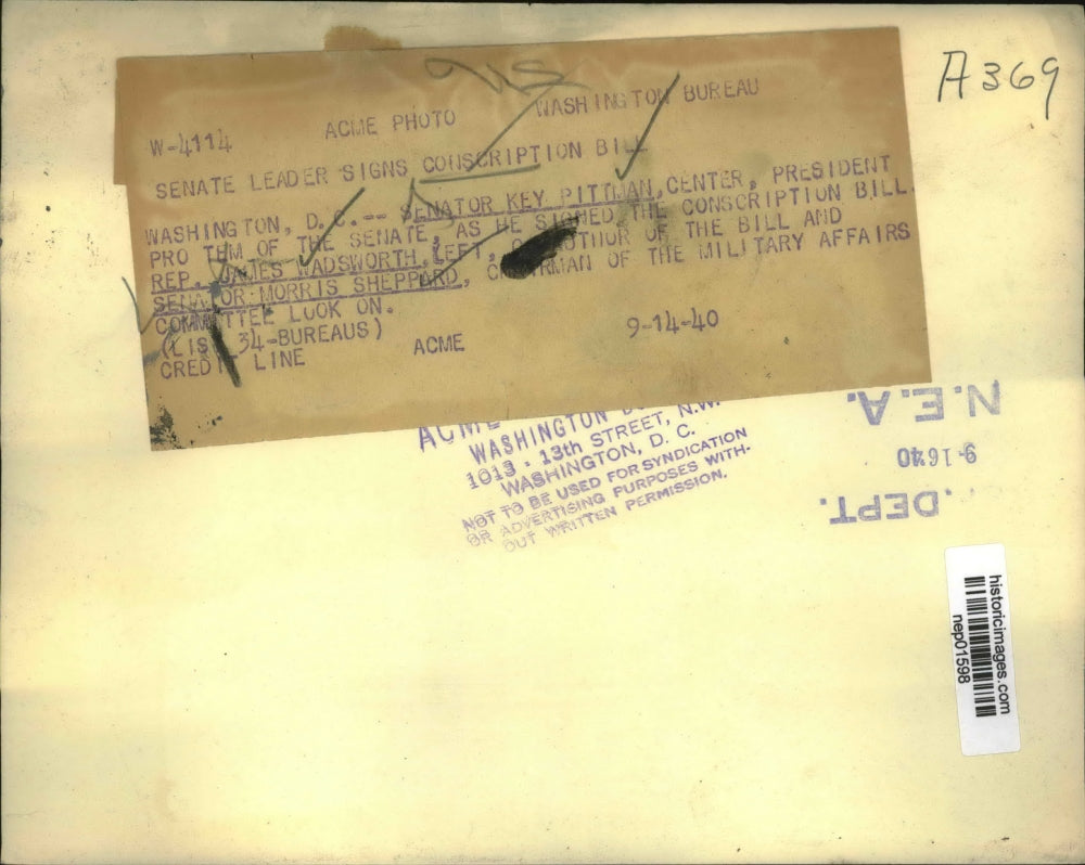 1940 Press Photo Senator Key Pittman, Rep James Wadsworrth, Morris Sheppard