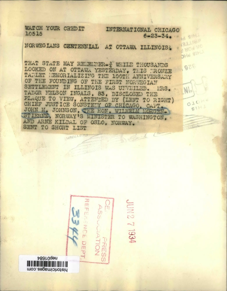 1934 Press Photo Chicago Justice Sonsteeby, Hon Wilhelm Morgenstierne Norway Min