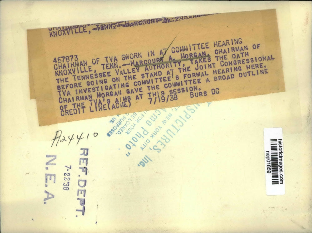 1938 Press Photo TVA chairman Harcourt Morgan at Senate committee - nep01859