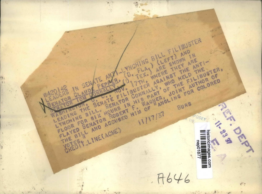 1937 Press Photo Senators Claude Pepper of Florida, Tom Connally of Texas