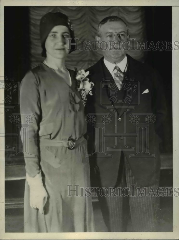 1929 Press Photo Ex Senator Walter Edge & Mrs Edge sail to France as Ambassador