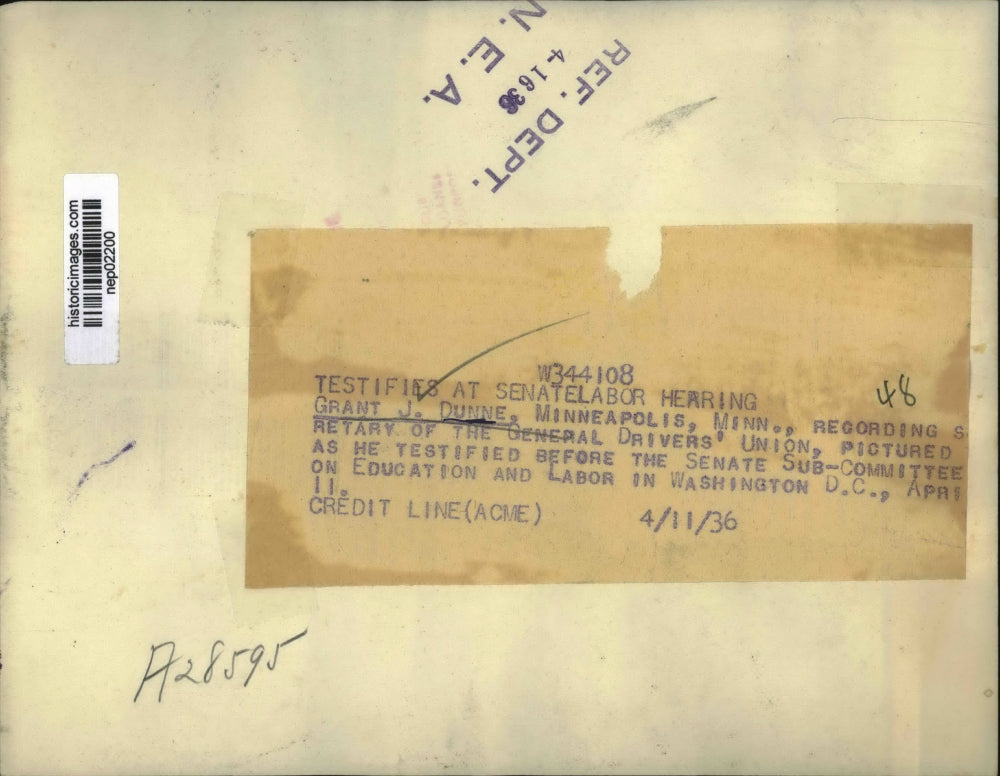 1936 Press Photo Grant J Dunne General Drivers Union secretary - nep02200