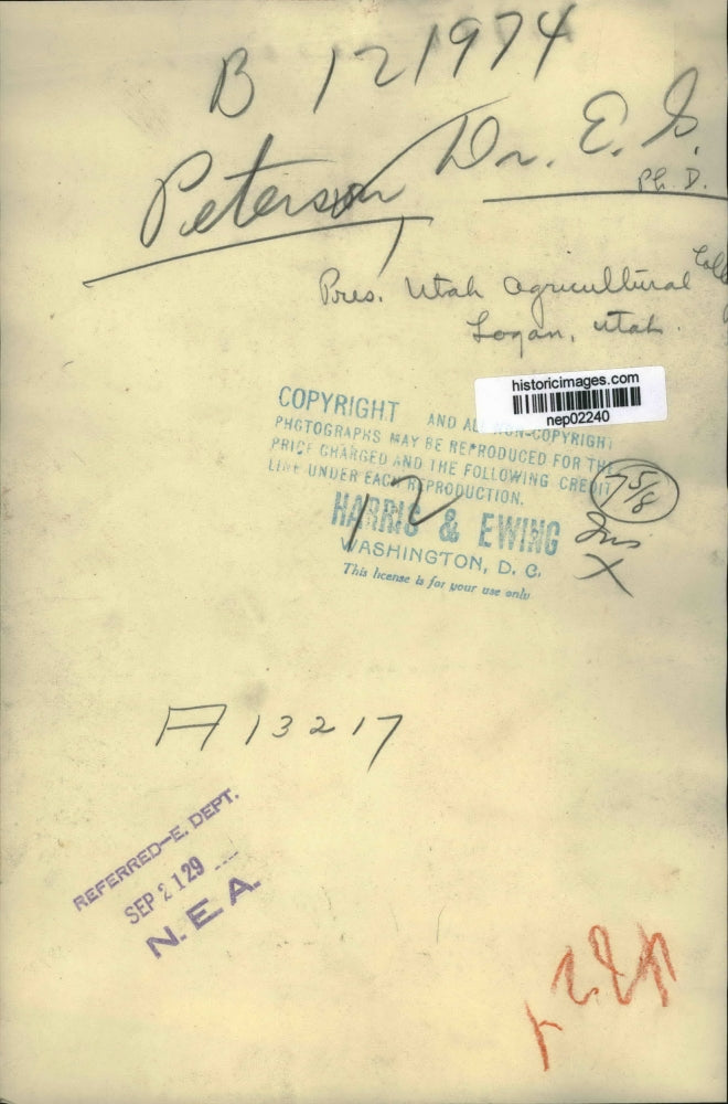 1929 Press Photo Dr ES Petersen president Utah agricultural college - nep02240