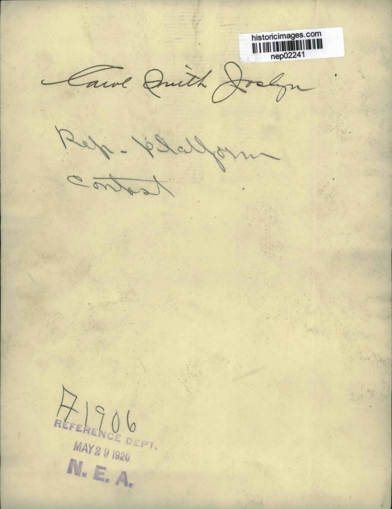 1920 Press Photo Representative Carl Smith Joslyn - nep02241