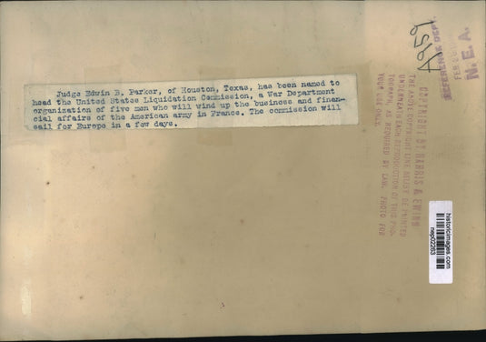 1926 Press Photo Edwin B Parker US Liquidation Commission - nep02263