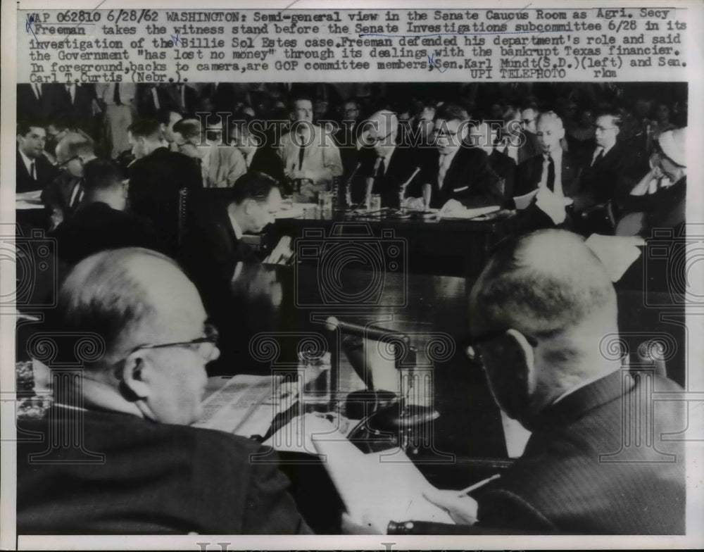 1962 Press Photo Agriculture Secretary Orville Freeman at Senate subcommittee