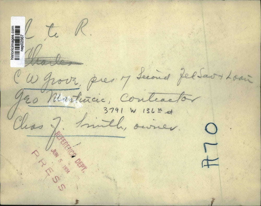 1934 Press Photo 2nd Fed Savings & Loan pres CW Grove, G Martiucic, CF Smith