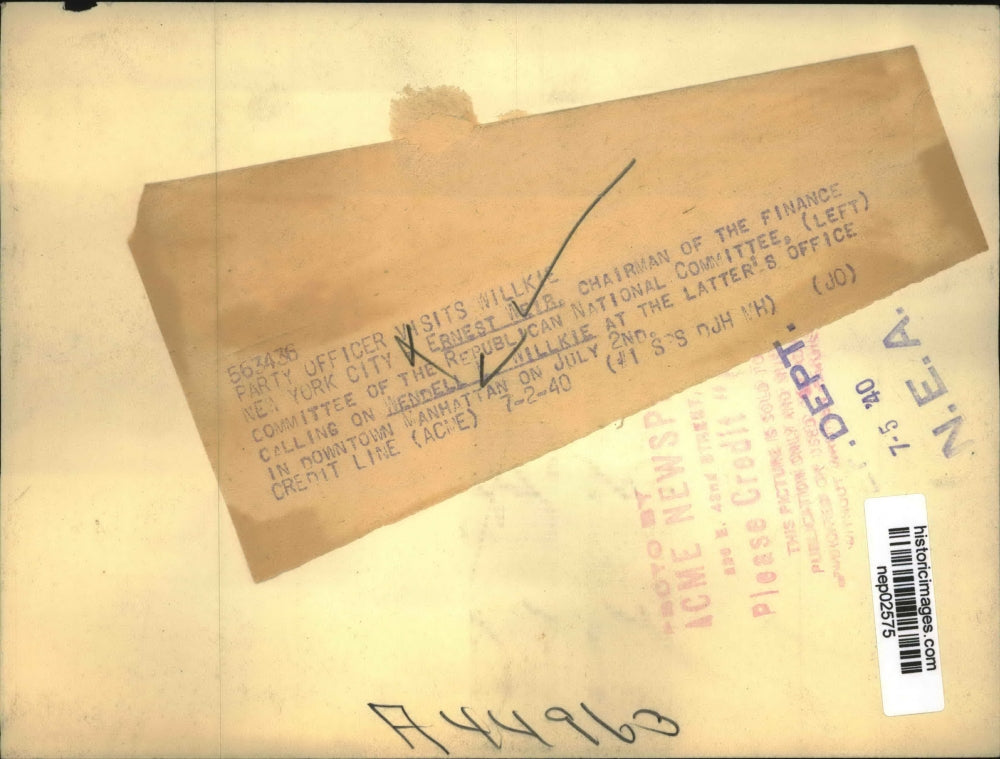 1940 Press Photo Presidentiial candidate Wendell Willkie, Ernest Weir in NYC