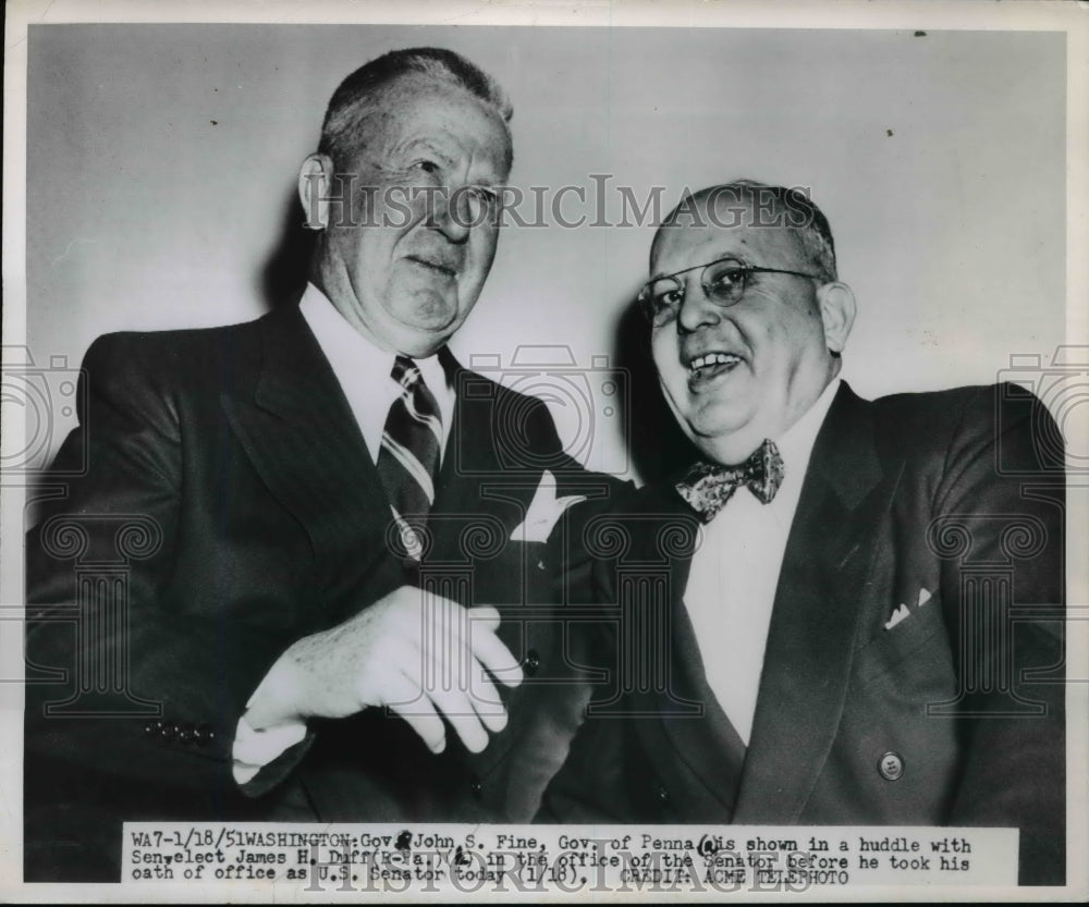 1951 Press Photo PA Governor John Fine & Senator elect James Duff - nep02629