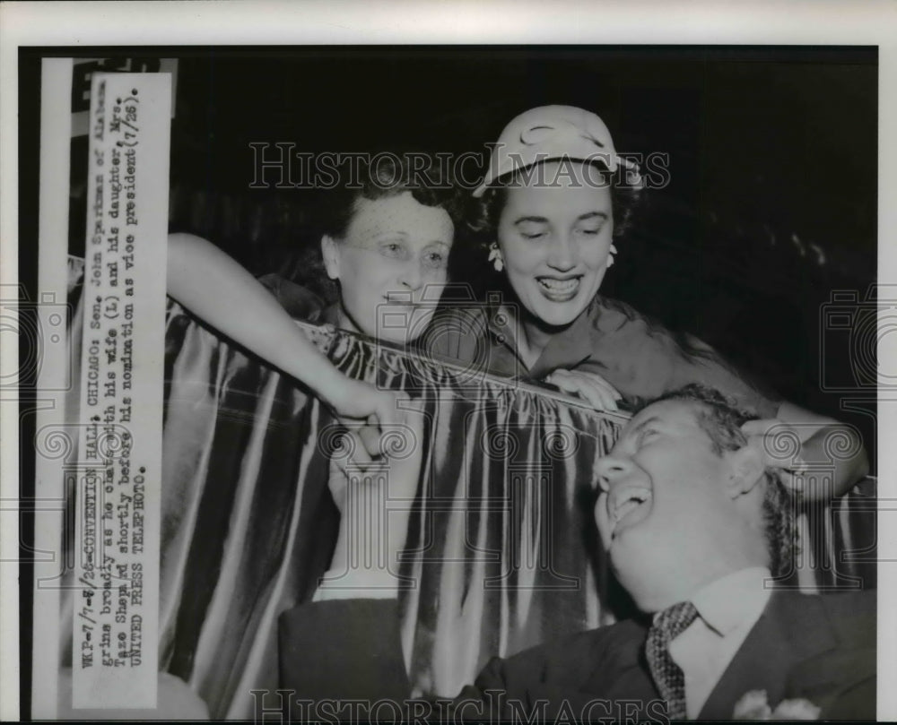 1952 Press Photo Senator John Sparkman of Alabama with wife &amp; baby in Chicago