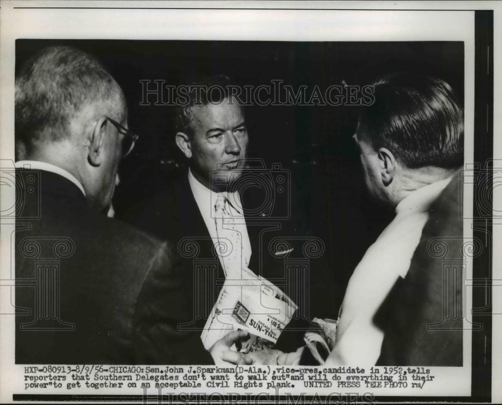 1956 Press Photo VP candidate John Sparkman at Chicago convention - nep02675