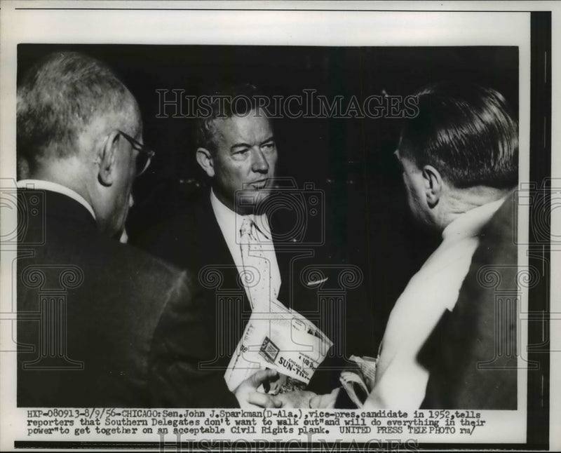 Load image into Gallery viewer, 1956 Press Photo VP candidate John Sparkman at Chicago convention - nep02675
