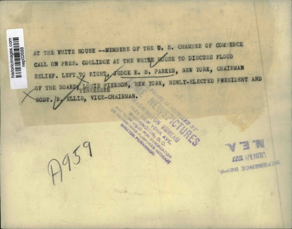 1927 Press Photo US Chamber of Commerce EB Parker, Louis Pierson, Robert Ellis