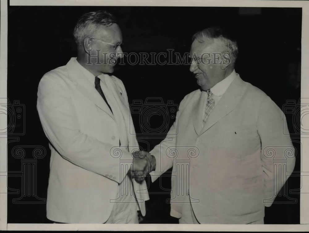 1936 Press Photo Kansas Governor Alf Landon GOP chair John Raussermann