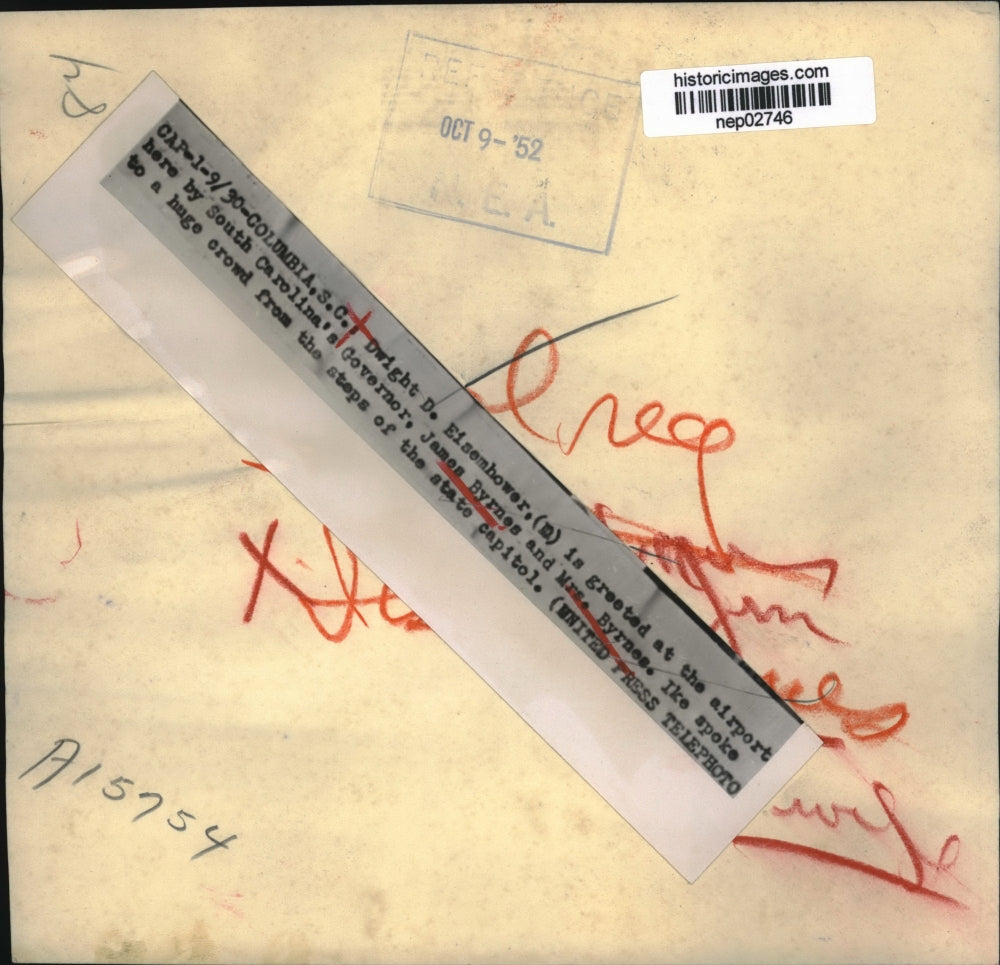 1952 Press Photo Dwight Eisenhower, SC Governor & Mrs James Byrnes - nep02746