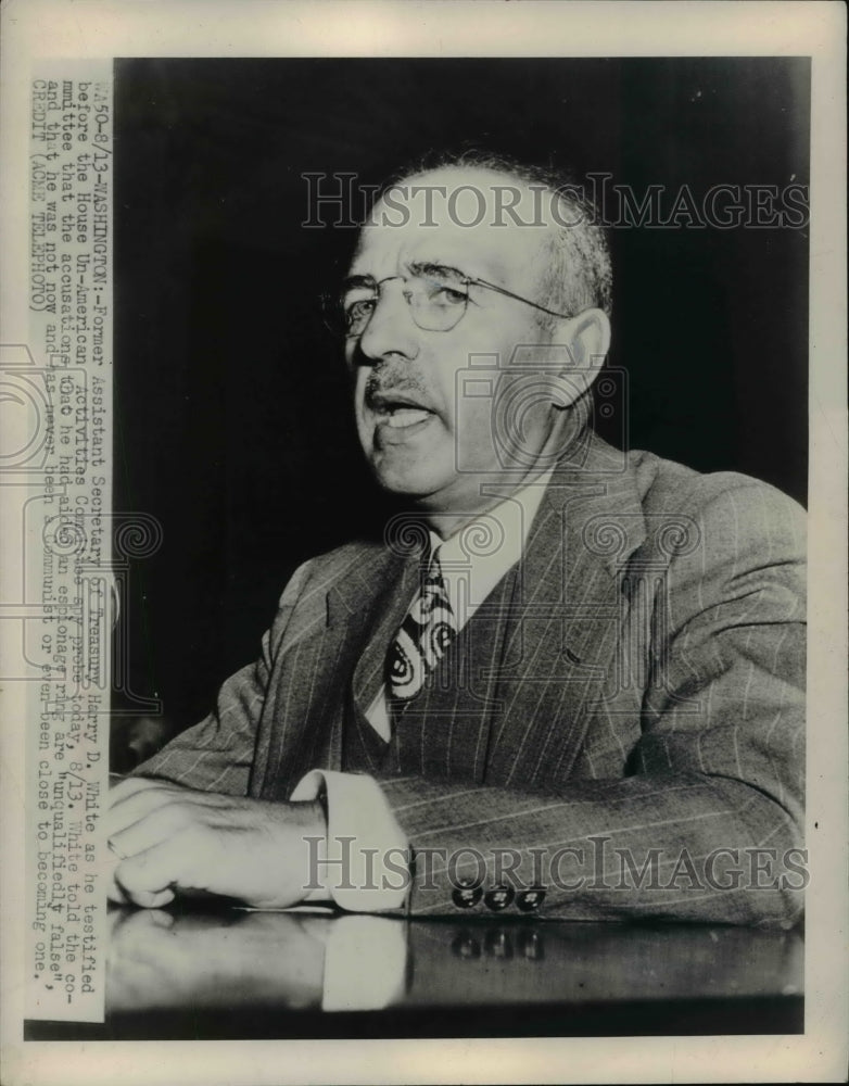 1948 Press Photo Treasury Secretary Harry D White at House Un American comm- Historic Images