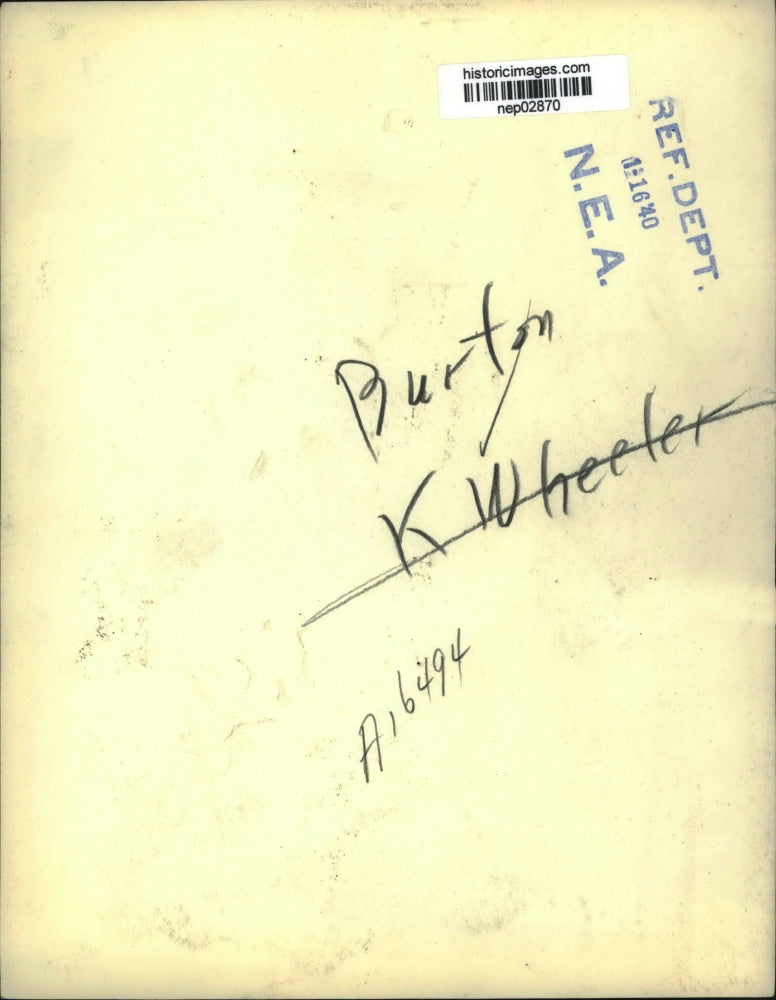 1940 Press Photo Montana Senator Burton K Wheeler in his office - nep02870