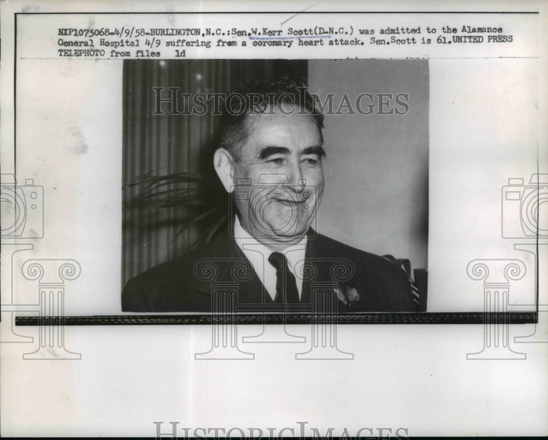 Load image into Gallery viewer, 1958 Press Photo NC Senator W Kerr before a heart attack - nep02946
