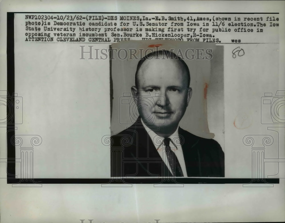 1962 Press Photo EB Smith candidate for US Senator from Ames Iowa - nep02967