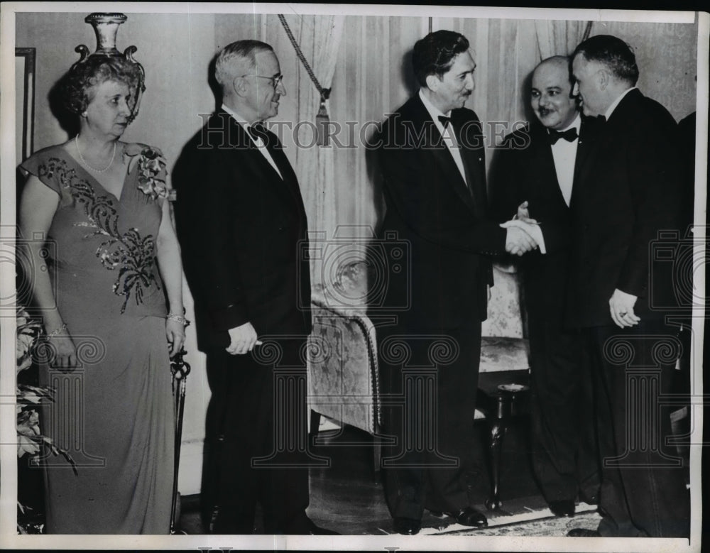 1947 Press Photo President & Mrs Truman, Mexican President Aleman - nep03072