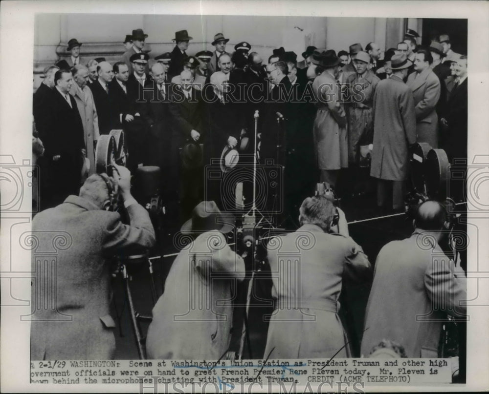 1951 Press Photo French Premier Rene Pleven arrrives at Washington DC