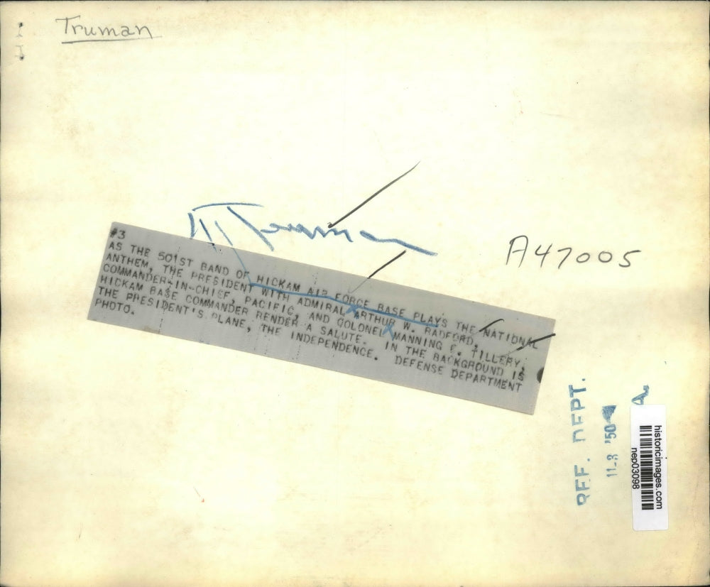 1950 Press Photo Hickman AFB President Truman. Col Manning Tillery - nep03098