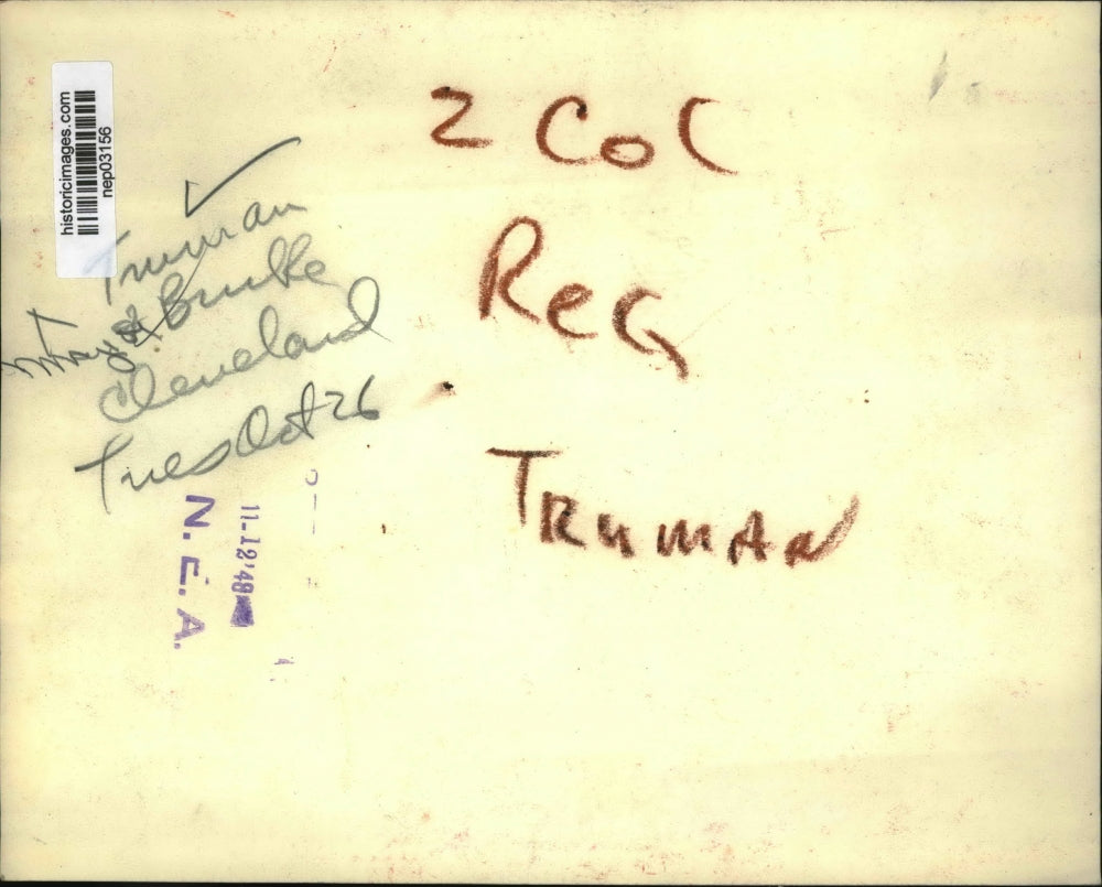 1948 Press Photo President Truman & Cleveland Mayor Burke - nep03156